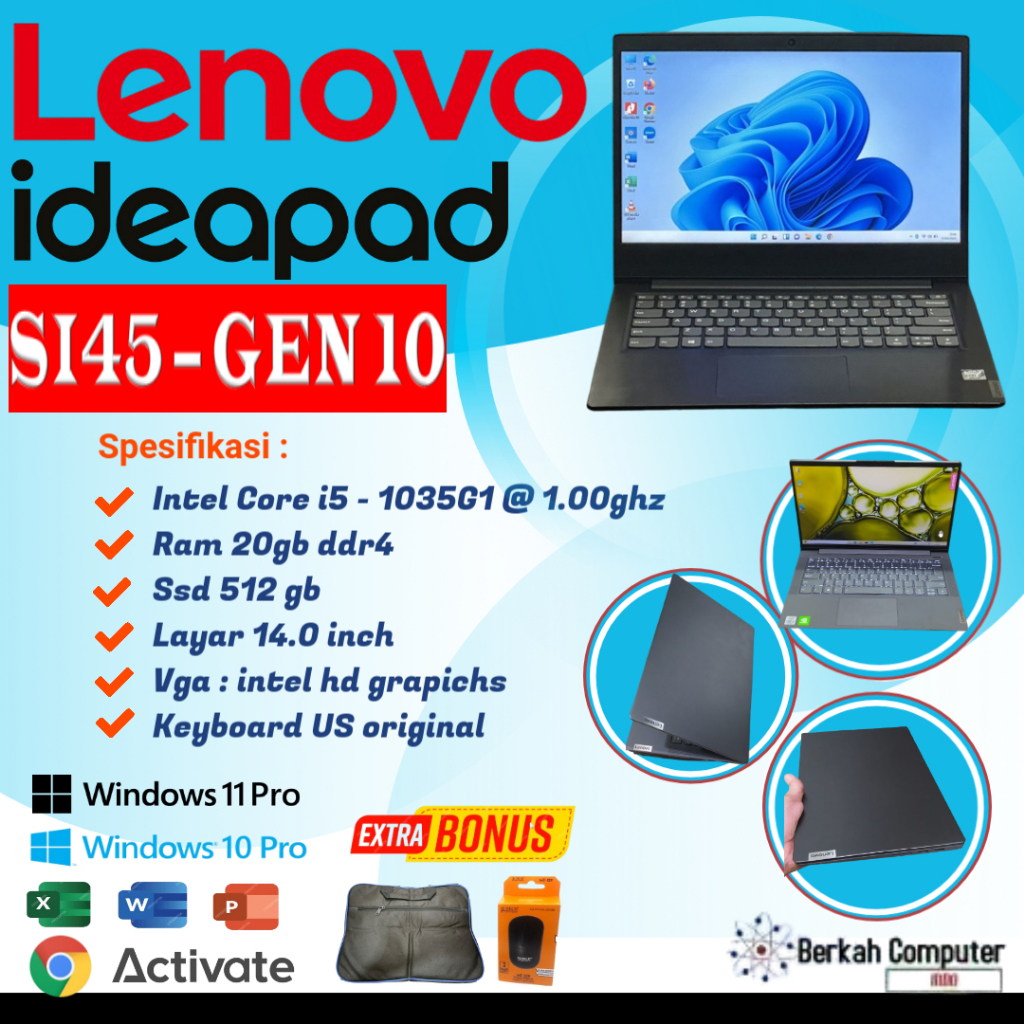 LENOVO IDEAPAD S145 i5 GEN10 RAM 20 SSD 512 MURAH