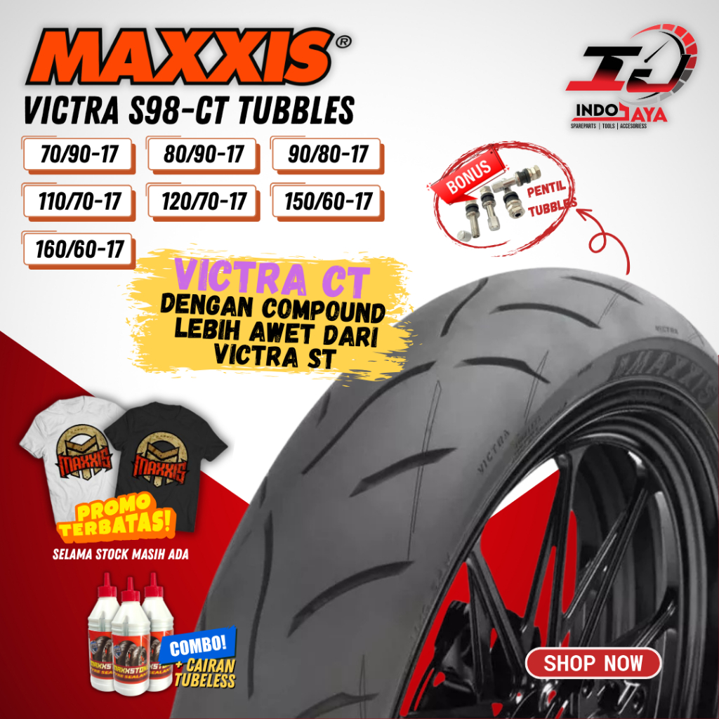 (READY STOCK) BAN MAXXIS VICTRA 98CT TUBELESS RING 17 ( 60/80 - 70/80 - 70/90 - 80/90 - 90/80 - 110/
