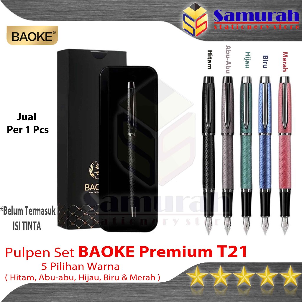 

Pulpen Tinta Iridium Baoke T 21 / Metal Fountain Pen Gift Premium T21 - 1 Pcs Dengan Box