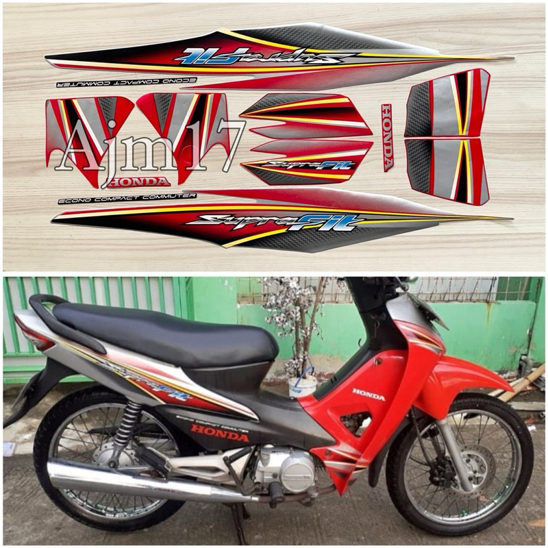STIKER MOTOR SUPRA FIT 2007 2008 MERAH