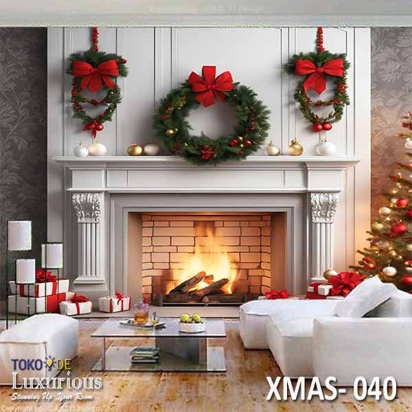 3D Wallpaper Custom Walpaper Natal Sticker Stiker Dekorasi Hiasan Dinding Christmas Ver 2