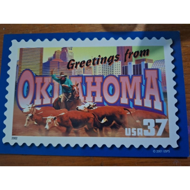 

kartu pos greetings from oklahoma/usa postcard