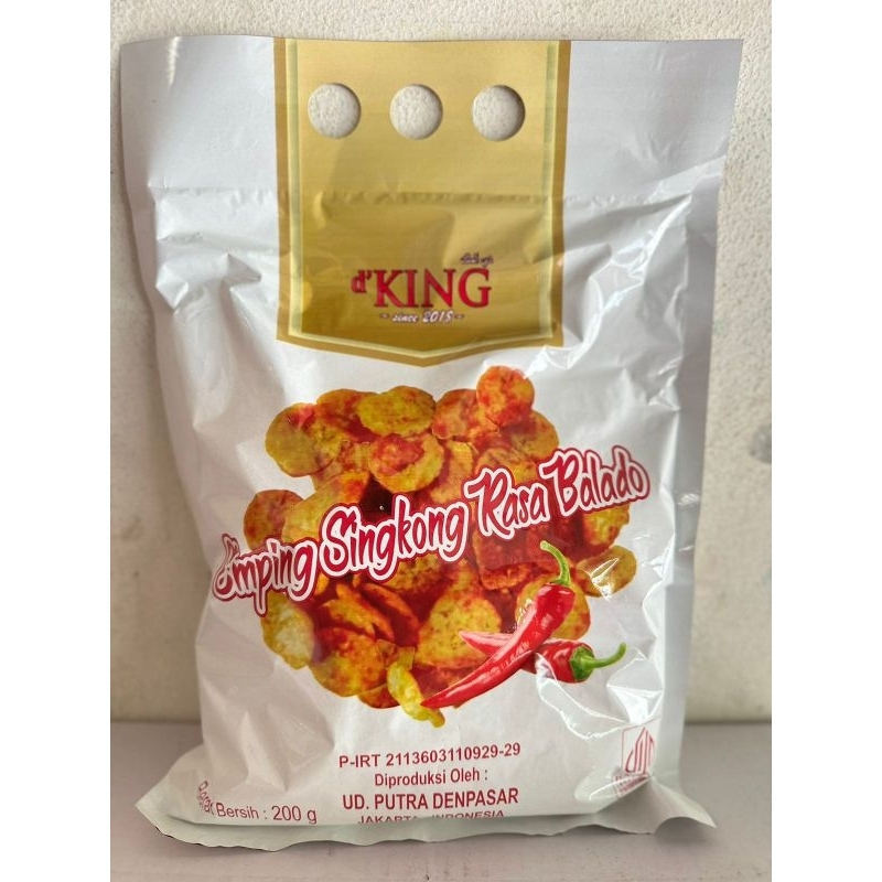 

D'King Emping Singkong Rasa Balado / Keripik Singkong ( 1 dus isi 5pack @200gr )
