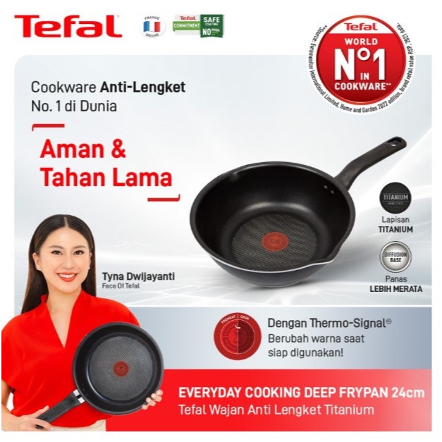 Tefal Everyday Cooking Deep Frypan 24cm Wajan Anti Lengket