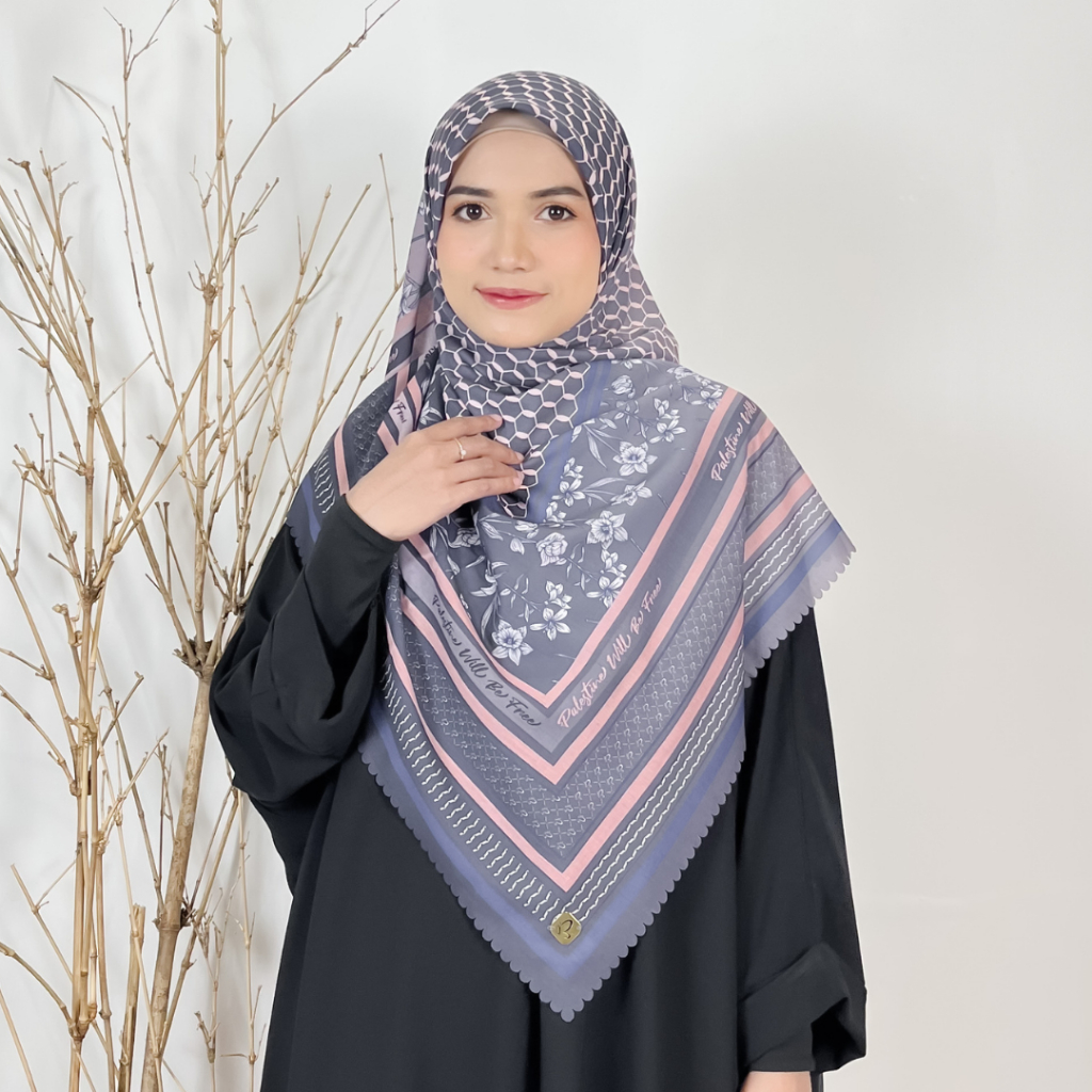 PO KAFIYAH SCARF MOTIF KAFIYEH PALESTINE ALWAFA HIJAB BAHAN VOAL PRINTING