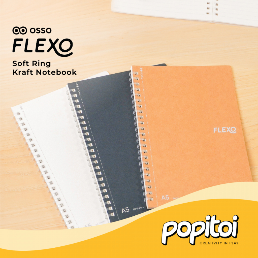 

OSSO Flexo Soft Ring KRAFT Notebook A5 B5 Buku Binder