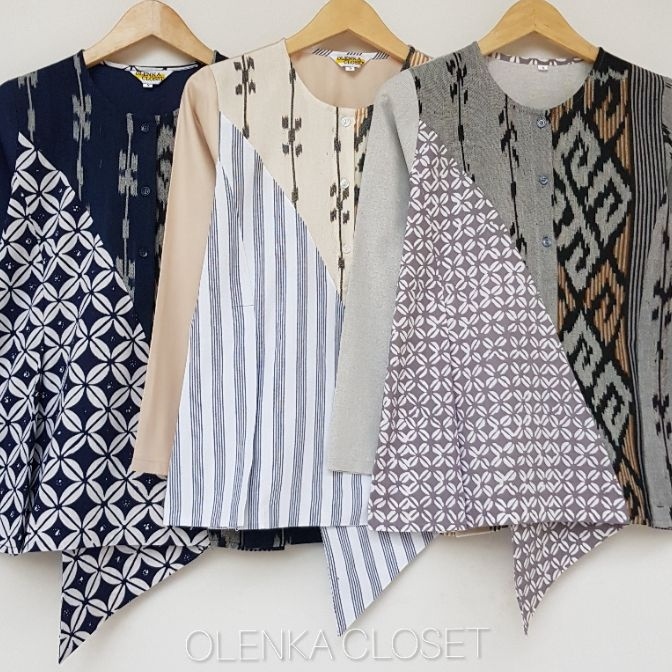 Potongan Atasan Tenun 137 Baju Blus Blouse Kerja Wanita Modern