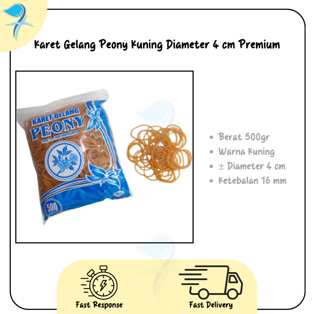 

Karet Gelang Peony Kuning Premium 500 gram Diameter 4 cm