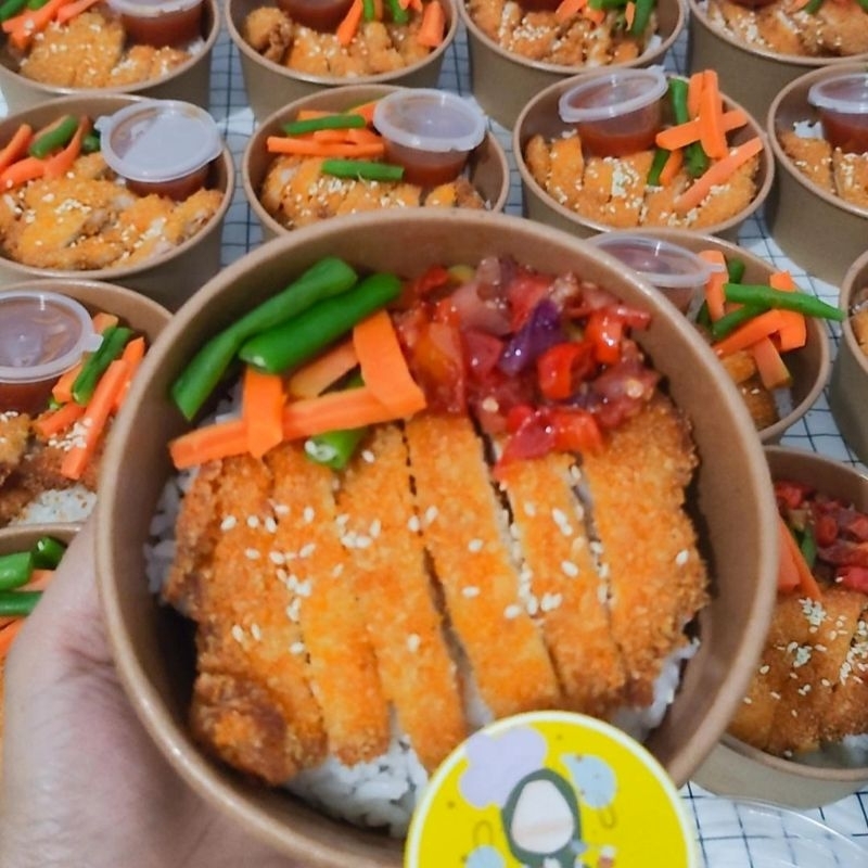 

Nasi Bento Ayam Katsu , MIN Order 10 CUP / BOWL , Nasi Ultah , Nasi Jumber , Jumat Berkah