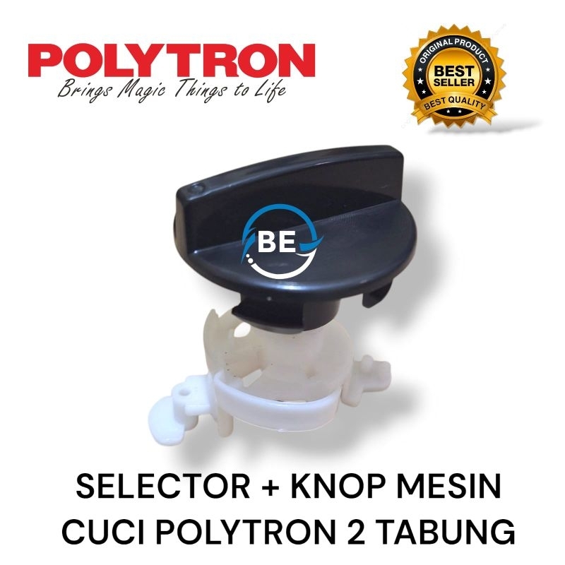1 SET KNOP HITAM + SELECTOR PEMBUANGAN MESIN CUCI POLYTRON 2 TABUNG ORIGINAL/ORi