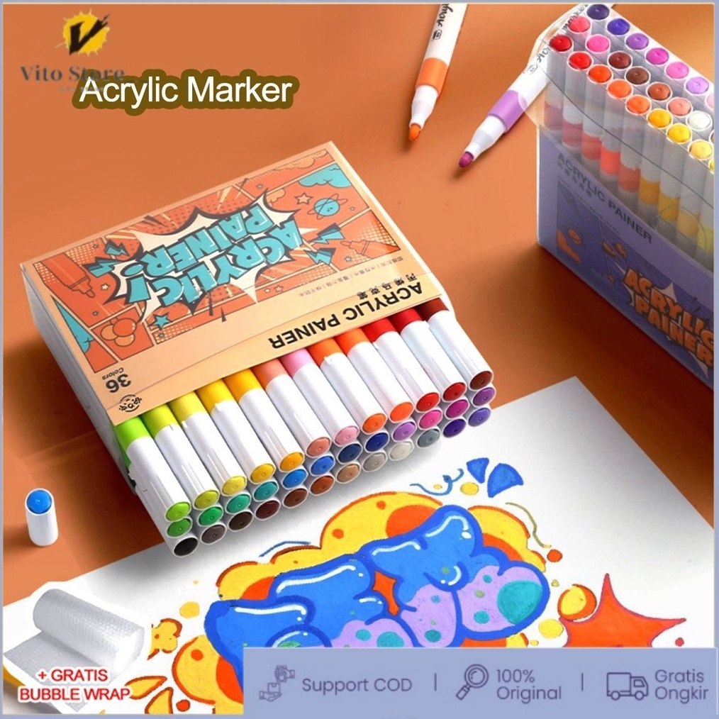 

KODE I94G CODPen Akrilik Marker Warna Cepat Kering Tahan Air Spidol Acrylic Painter Menggambar Kreativitas Seni Edukasi Anak