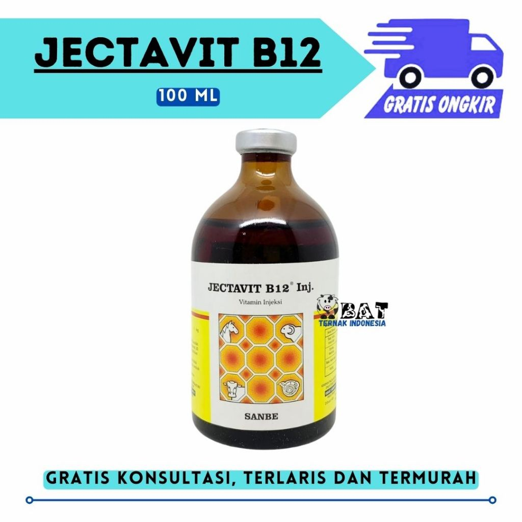 JECTAVIT B12 100 ml - Vitamin B12 Sapi Domba Kambing Kuda Babi Kucing