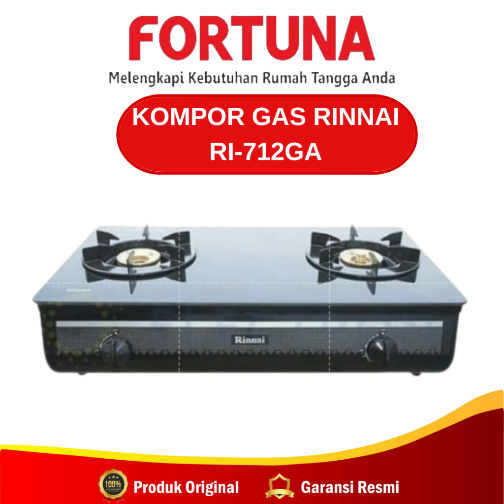 Kompor RI-712GA / Kompor Gas Rinnai 2 Tungku / Kompor RinnaiTempered Glass