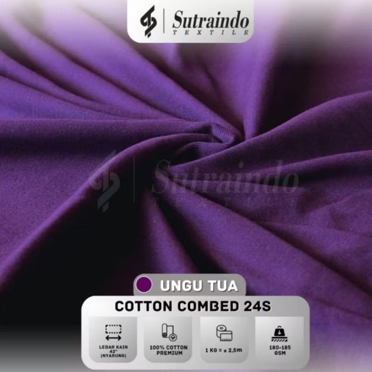 KAIN COTTON COMBED 24S (UNGU TUA) PER 0.5 KG