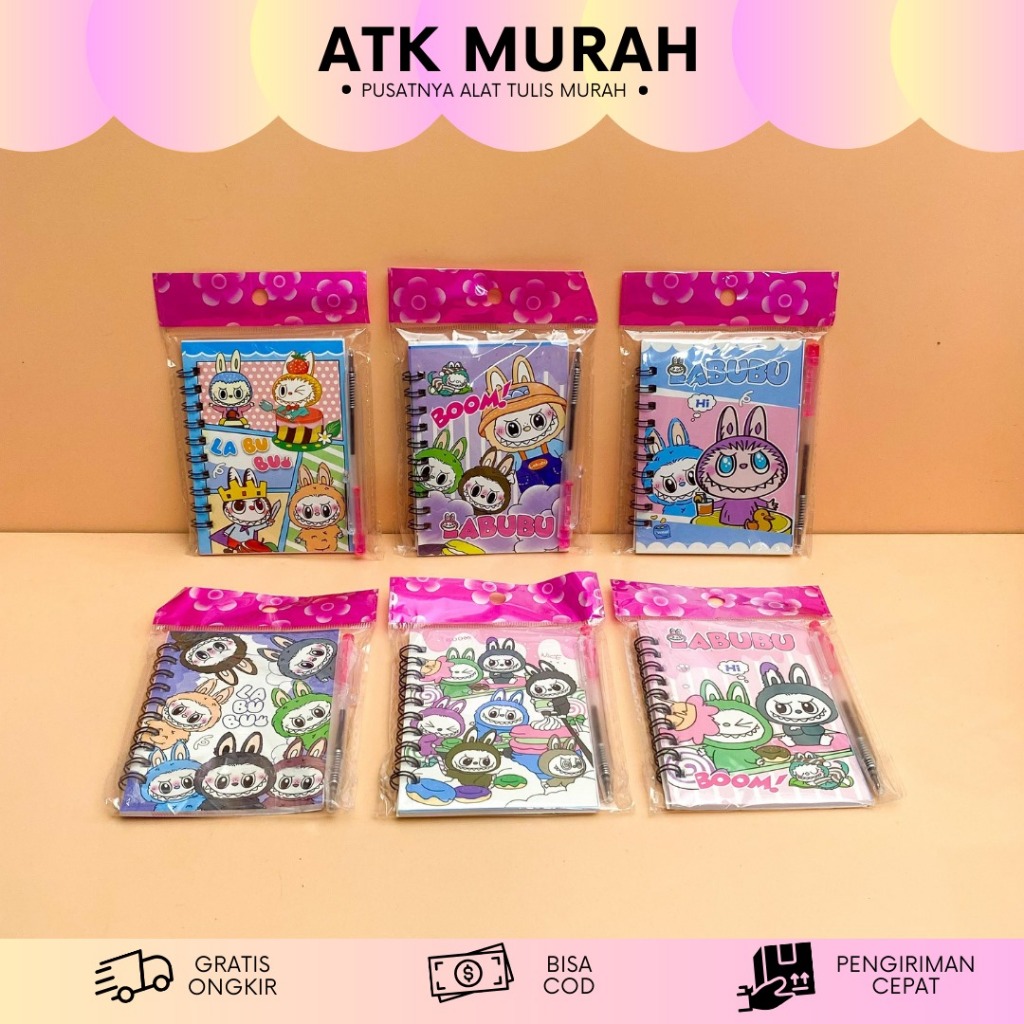 

BUKU BINDER A7 LABUBU DAPAT 1 PULPEN BK-1608 BUKU BINDER MINI TERMURAH TERJANGKAU LUCU IMUT