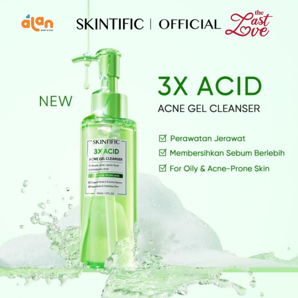 Last Love SKINTIFIC - 3X Acid Acne Gel Cleanser 120ml | Salicilyc Acid Facial Wash Cleanses Excess S