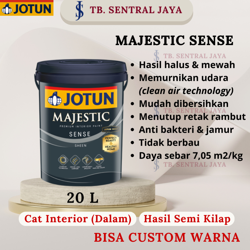 Jotun Majestic Sense 20L/Cat Tembok Interior/Cat Tembok Jotun Interior Tembok Dalam 20L