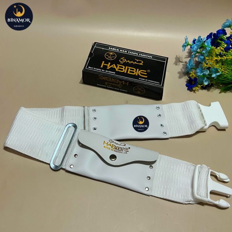 Sabuk Haji Habibie SLOP PUTIH Dewasa | Ikat Pinggang Sabuk Ihram Betawi Pria
