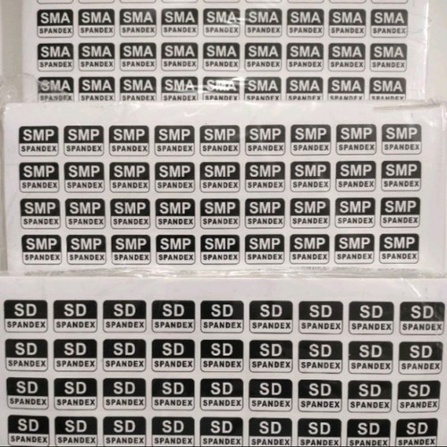 

Stiker Kaos Kaki SD SMP SMA SPANDEX isi 72pcs / 6 Lusin (1 Lembar)