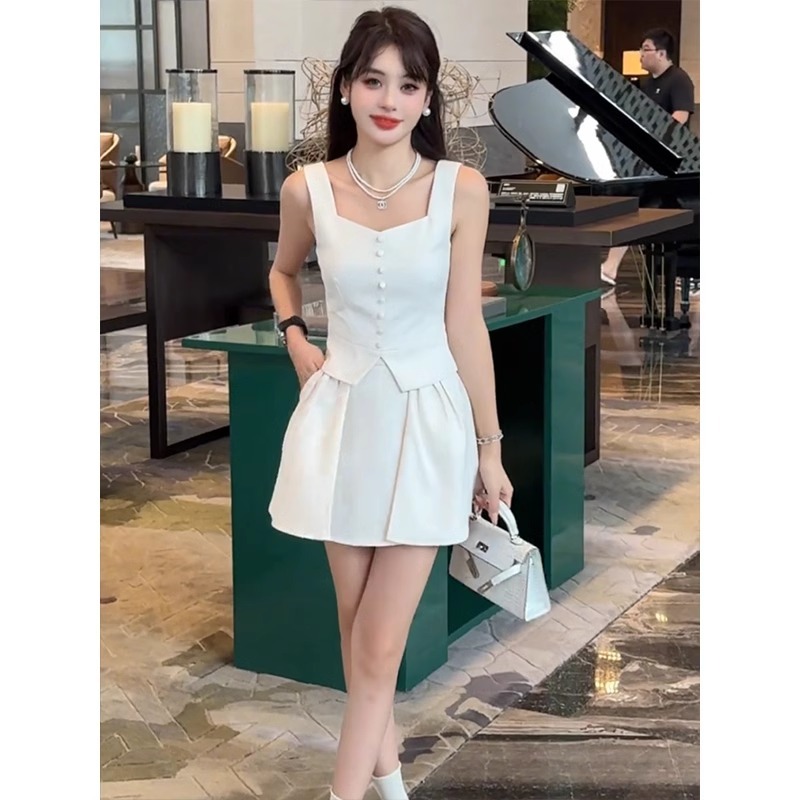 Oneset Import Korea Wanita Satu Set Crop Korean Style Kasual Bahan Adem