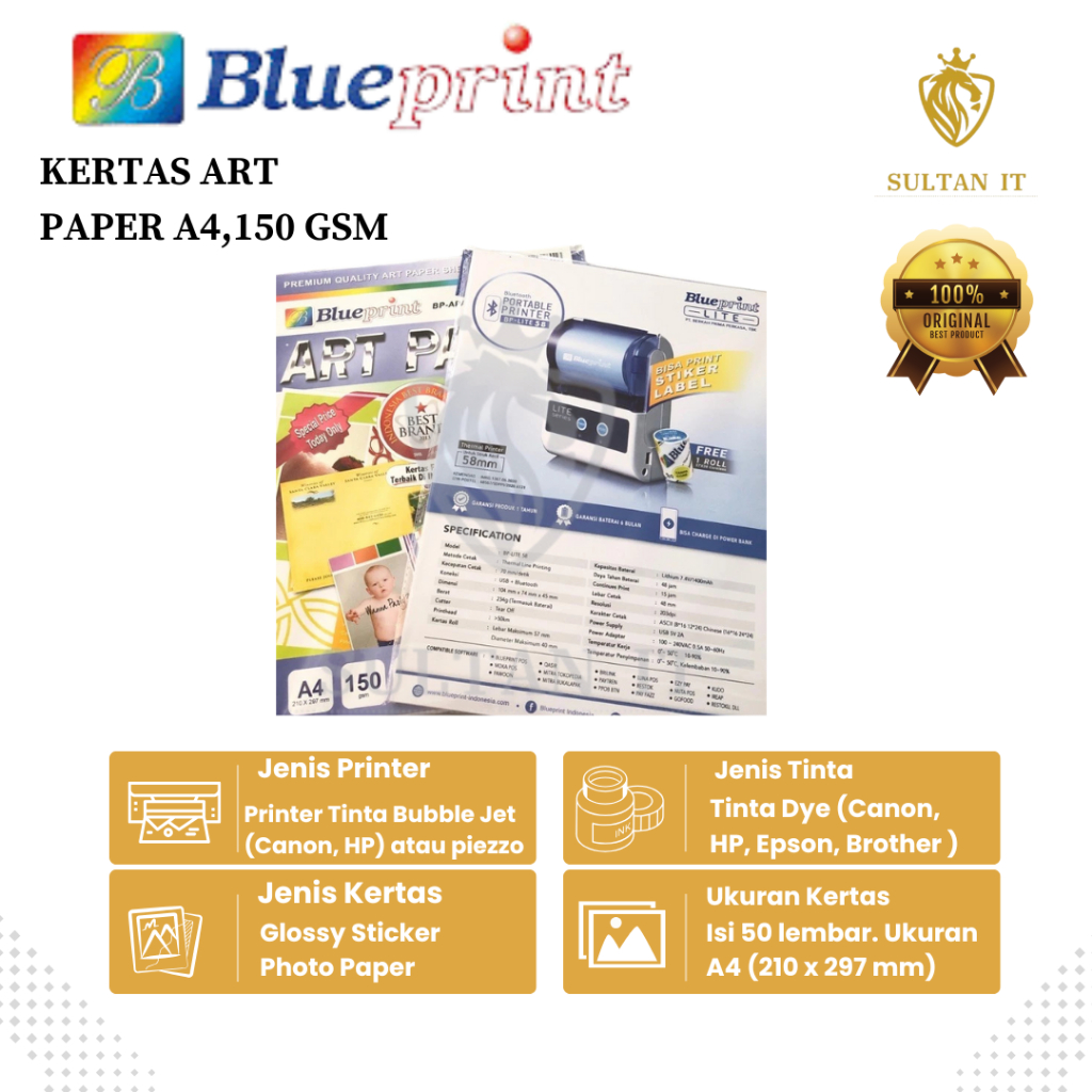 

Kertas Art Paper BLUEPRINT A4 150 gsm Original