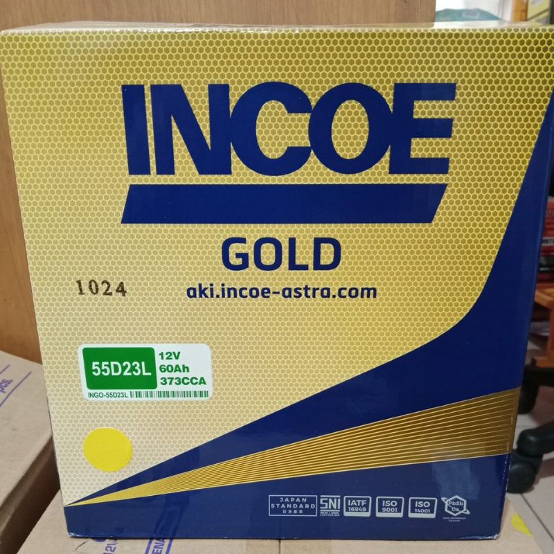 Aki mobil FORTUNER/INNOVA BENSIN 55D23L INCOE GOLD