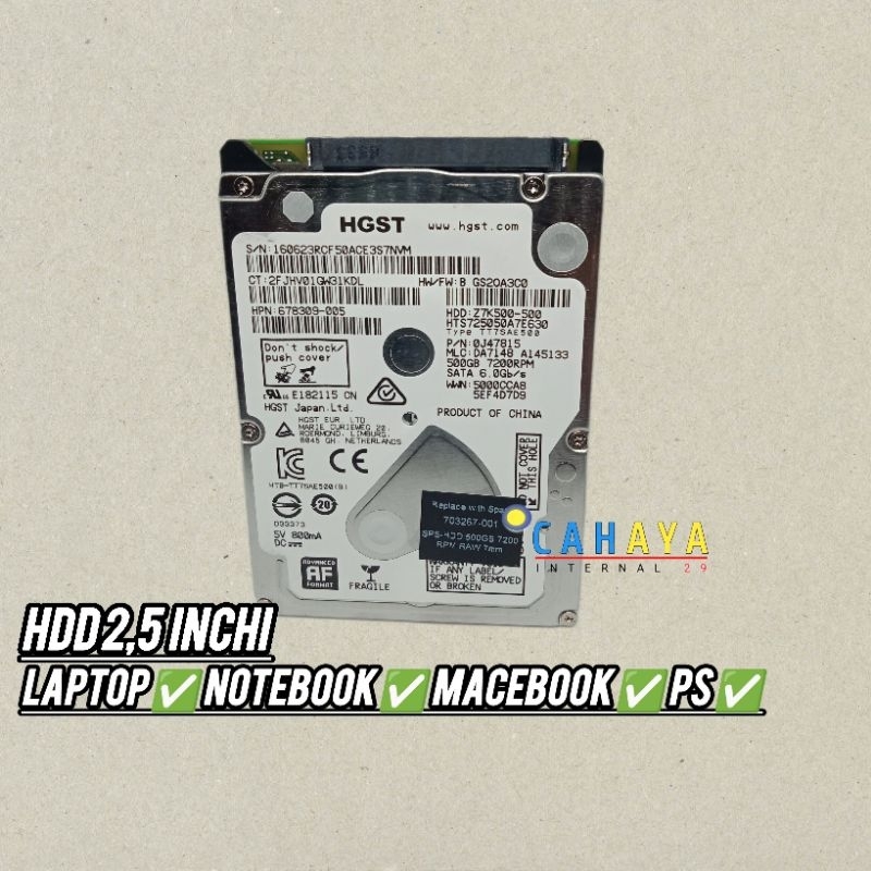 Hdd Hardisk internal 500GB Slim Hardisk internal 2.5 For Laptop Notebook Game ps Bergaransi