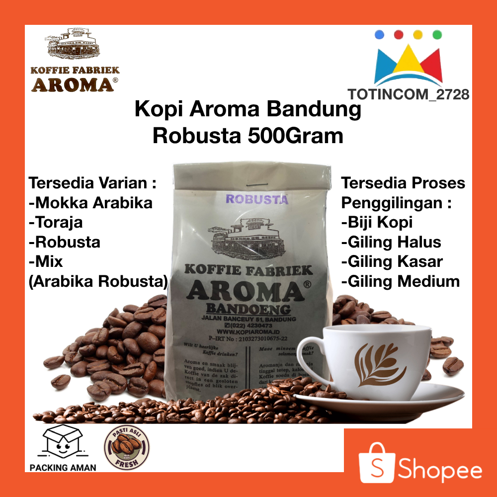 

Kopi AROMA Robusta berat 500gram Fresh tersedia Giling Halus Giling Medium Giling Kasar biji kopi