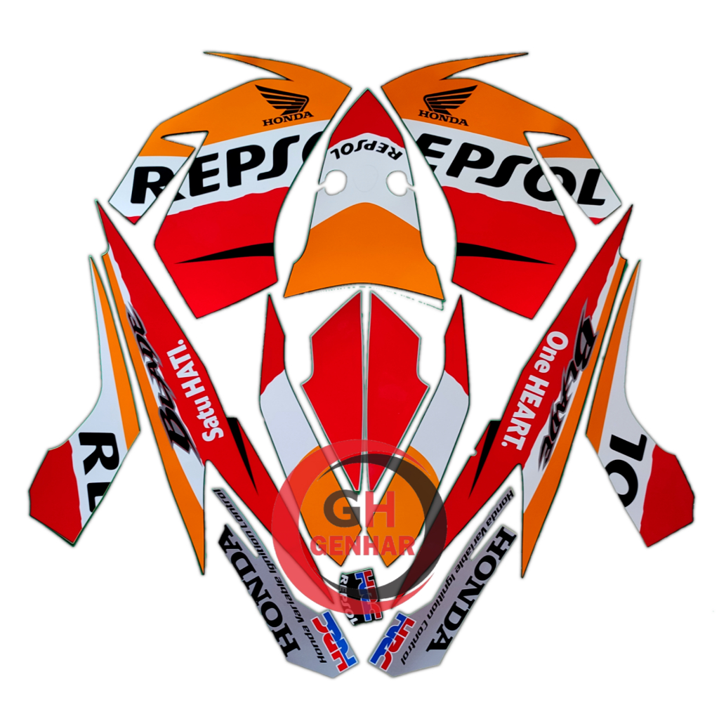 Stiker Striping Lis Les Polet Body Motor Honda Blade Repsol 110 2012 Fullset