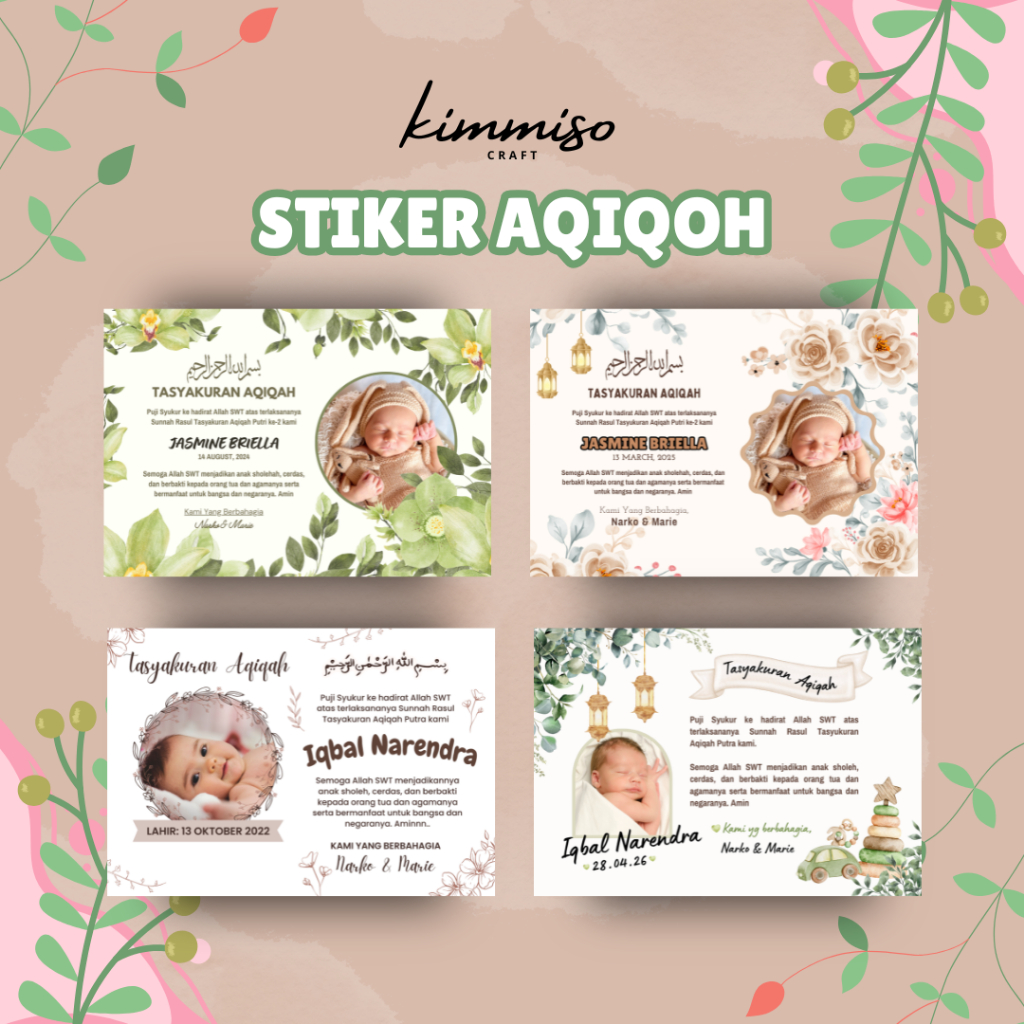 

[ Kimmiso ] Stiker Nasi Box Tasyakuran Aqiqah Isi 10 pcs - Sticker Aqiqoh