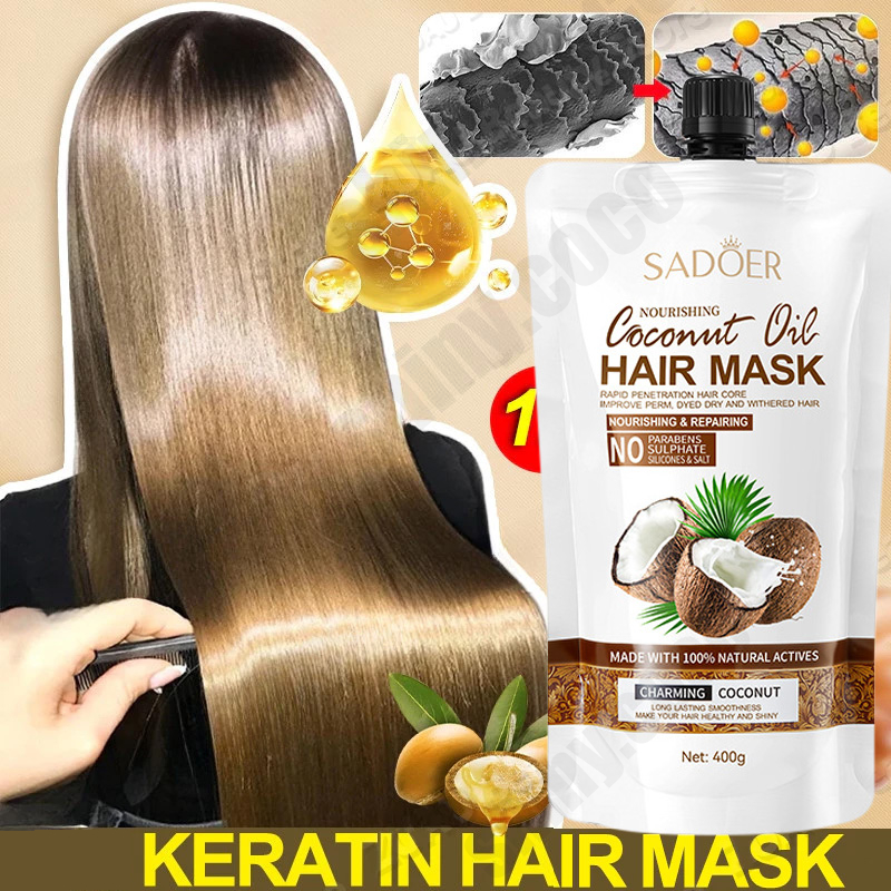 Hair Mask 400g Masker Rambut Kering Dan Mengembang Krim Pelurus Rambut Smooth Hair Mask Memperbaiki 