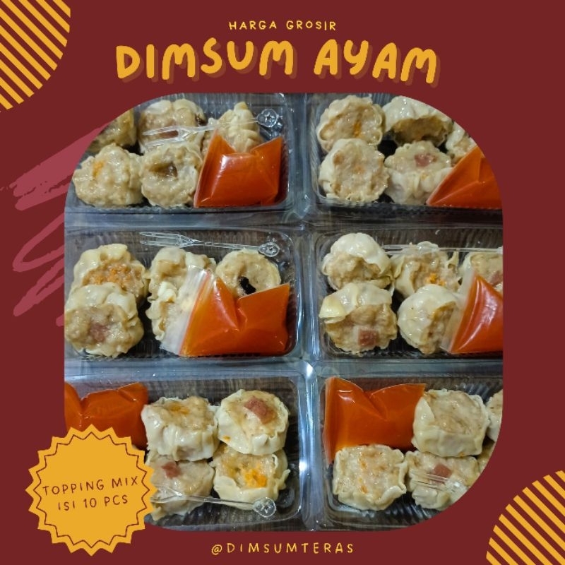 

Dimsum ayam frozen halal topping mix isi 10 pcs