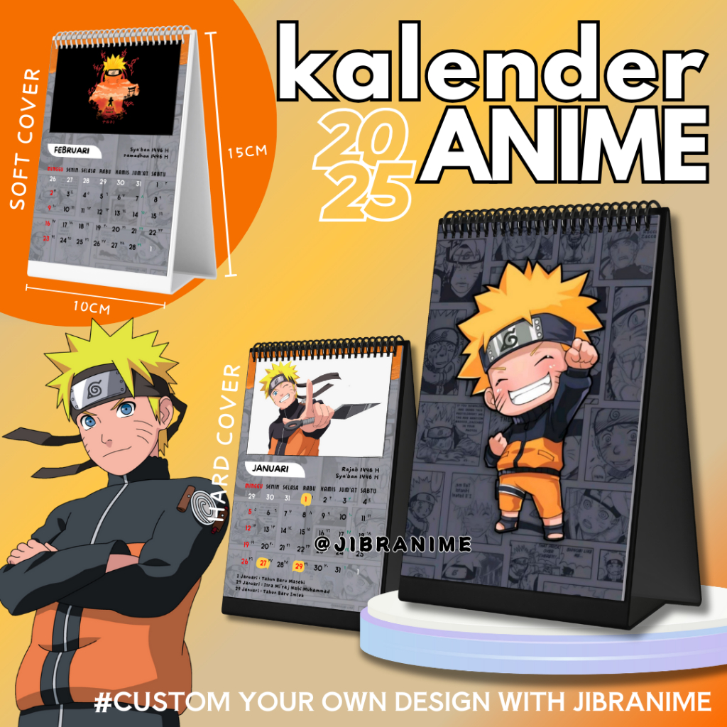 

Calendar / kalender meja 2025 anime Naruto Shippuden / Custom kalender