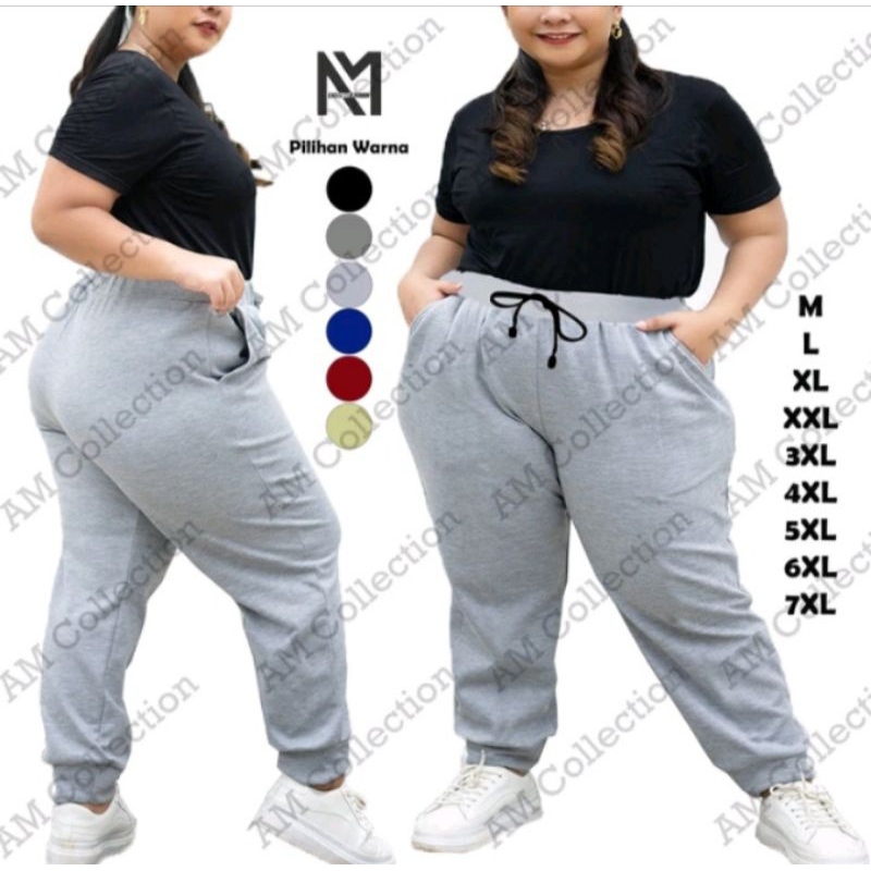 CELANA TRAINING SIZE JUMBO / Celana Training Jogger Polos Wanita / Celana Santai Wanita Ukuran Jumbo
