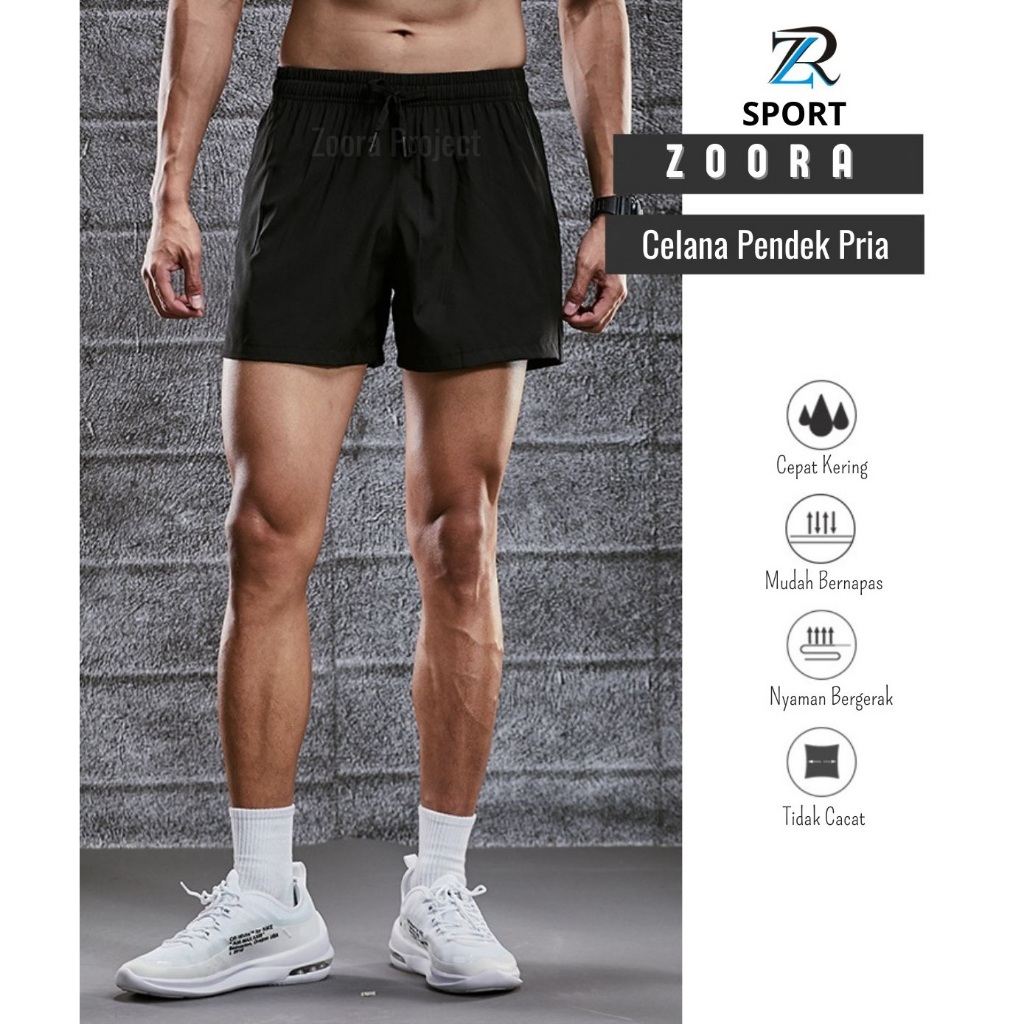 Zoora Sports Exo Series Celana Pendek Fitness Olahraga Gym Lari Pria Wanita Nyaman dipakai