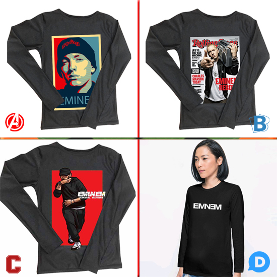 New Longsleeve Tshirt Eminem Tshirt 100% Cotton Black | Size S M L XL XXL 3XL 4XL | Kaos Tangan Panj
