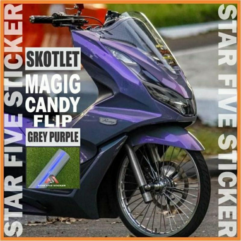 Stiker Skotlet Motor Magic Candy Glossy Sticker Bunglon Grey Biru Scotlet Lembayung Ungu Merah