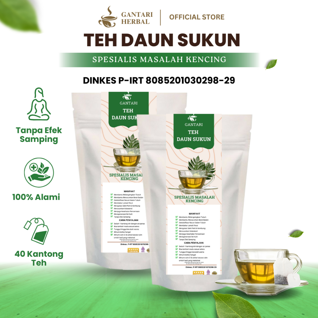 

GANTARI Teh Daun Sukun / Obat Alami Mengatasi Kencing Batu Ginjal Kemih Isi 40 Kantong / Paket 2 Box