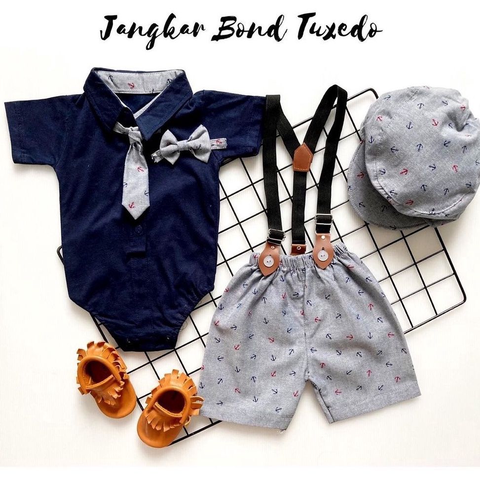 Trend Terbaru Baju setelan jumper celana topi suspender pergi fashion anak Baby At Work JANGKAR mr j