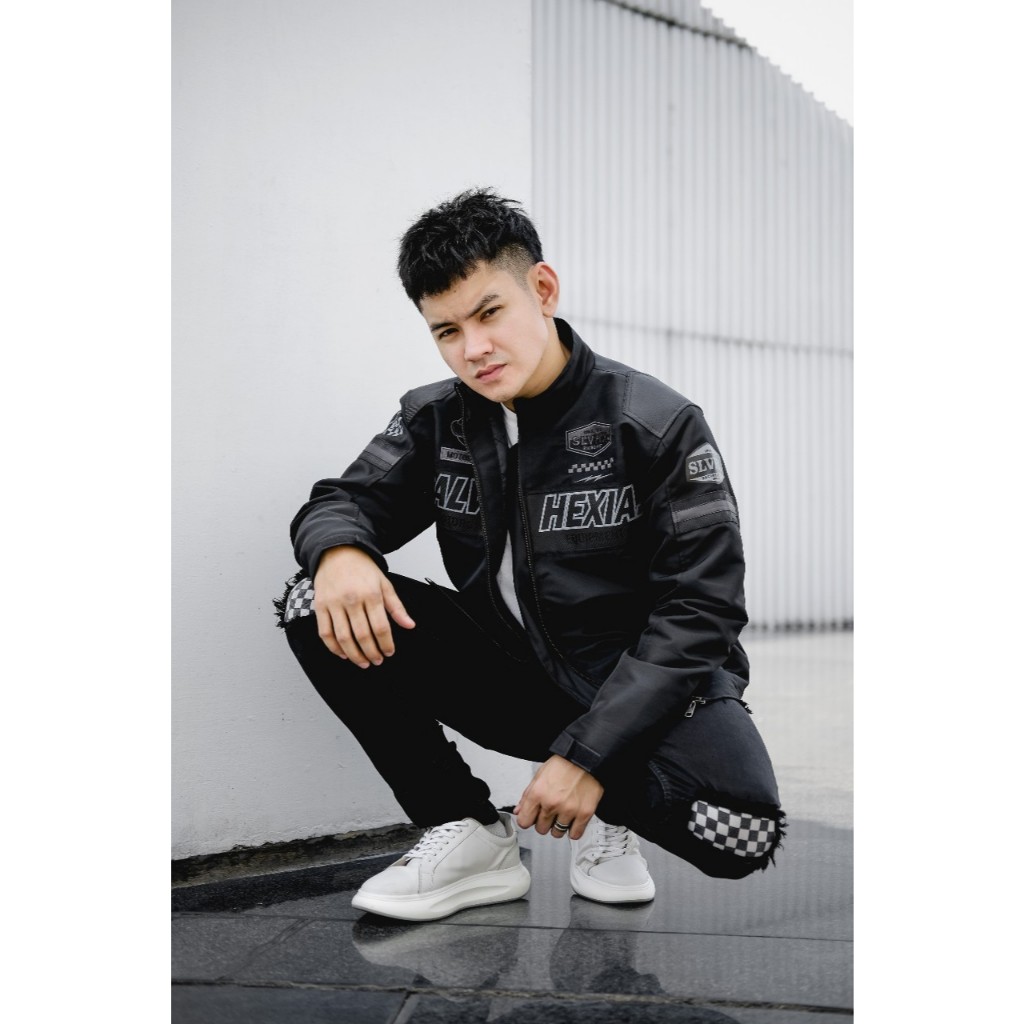 Salvio Hexia Nascar Jacket Racing Vintage Full Black Jaket Motor Sport Premium