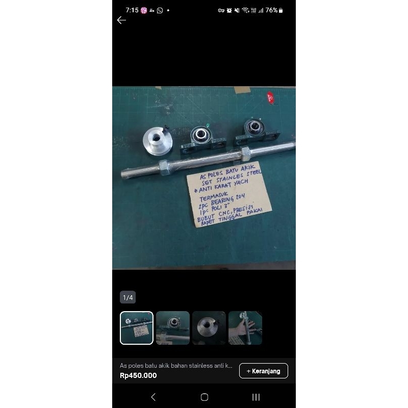 As poles batu akik Kanaya set 50cm bearing poli lengkap tinggal pakai