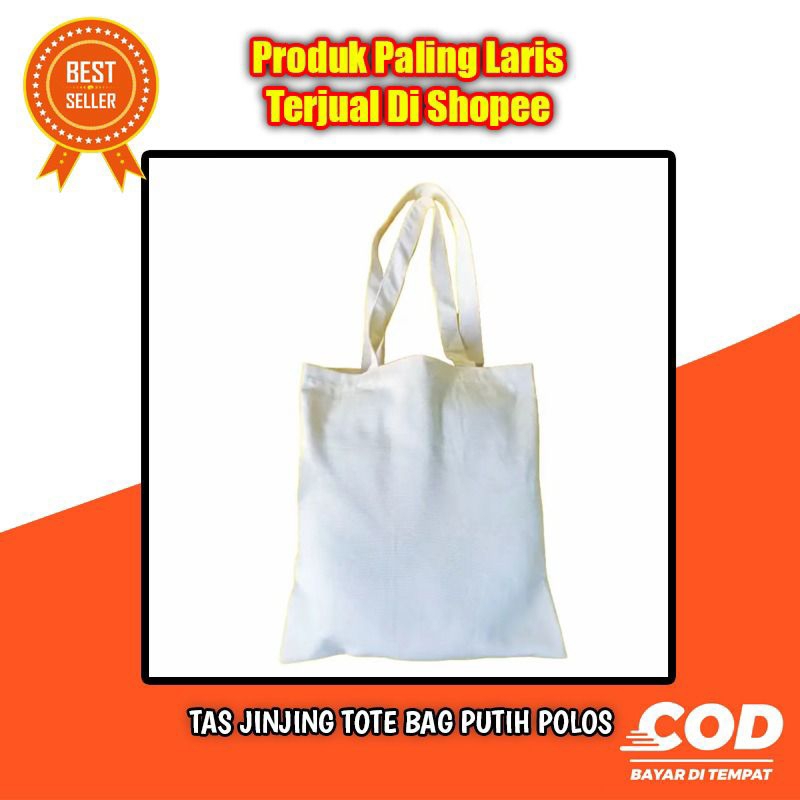 Tas Tote Bag | Putih Polos Bahan 100% Kanvas Cotton