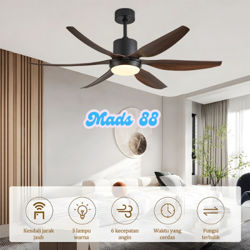 Kipas Angin Lampu LED Gantung Plafon 3 Warna Dekorasi Hias Ruangan Rumah Estetik Remot Control