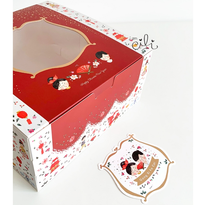 

(BOX 22 X 22 X 10 cm IMLEK) kotak kue bolu lapis legit sincia cny chinesenewyear (isi 10)