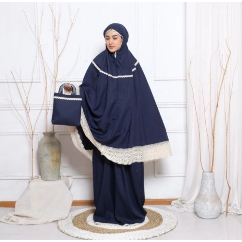 Mukena Katun Dewasa Hanum - Mekena Dewasa Bahan Katun Premium Hanum - Hanum Mukena Dewasa Bahan Katu