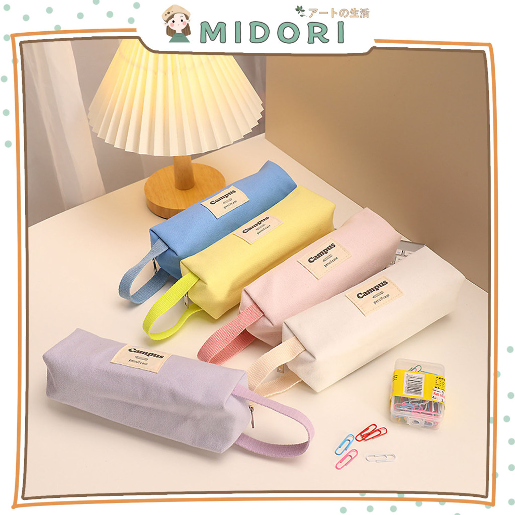 

[MIDORI] 1Pcs KOTAK PENSIL SOLID COLOR CANVAS Tempat Pensil Pencil Case Korean Style Stationery - F0286