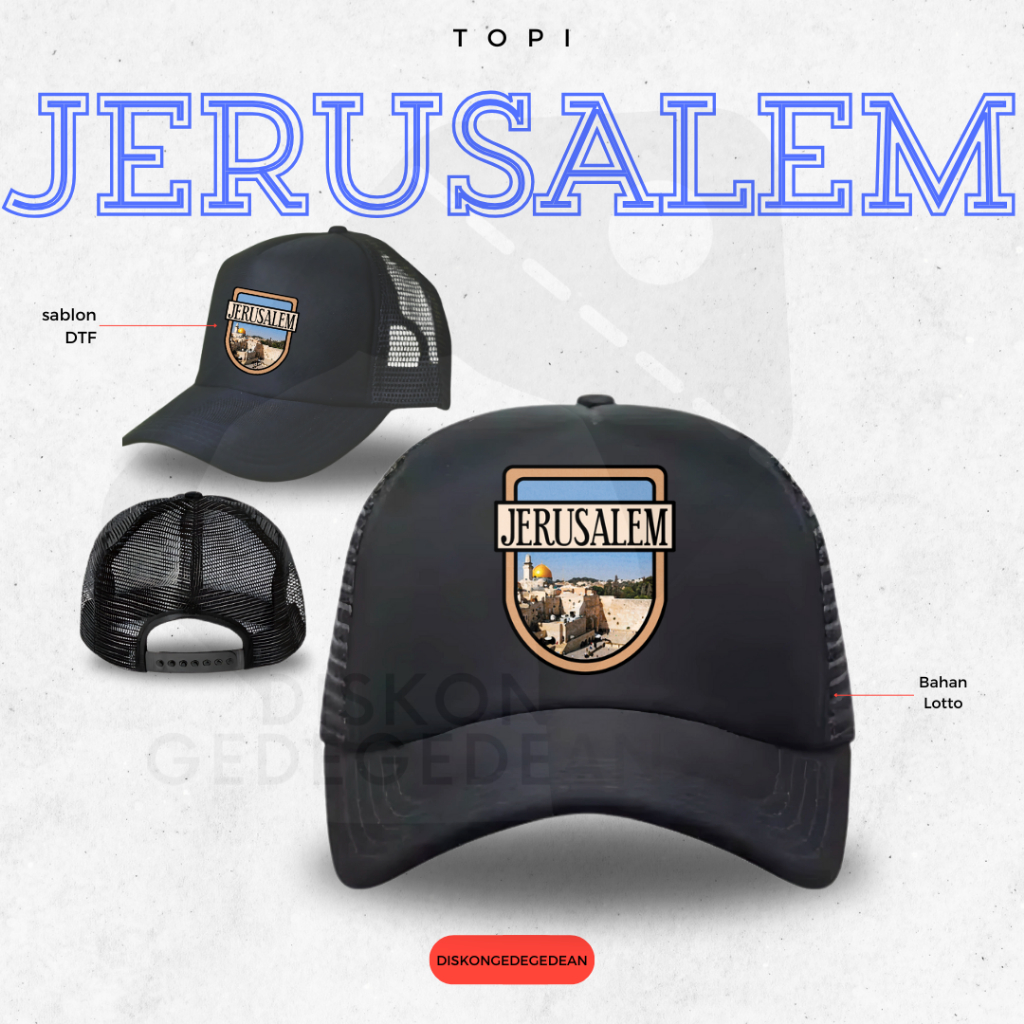 Diskongedegedean Topi Trucker Souvenir Oleh oleh Jerusalem Topi Jaring