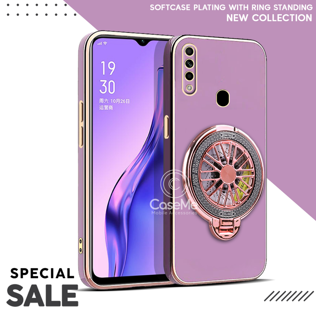 Case Oppo A31 A8 Soft Case Stand Holder Ring Fun Silicone Luxury Plating