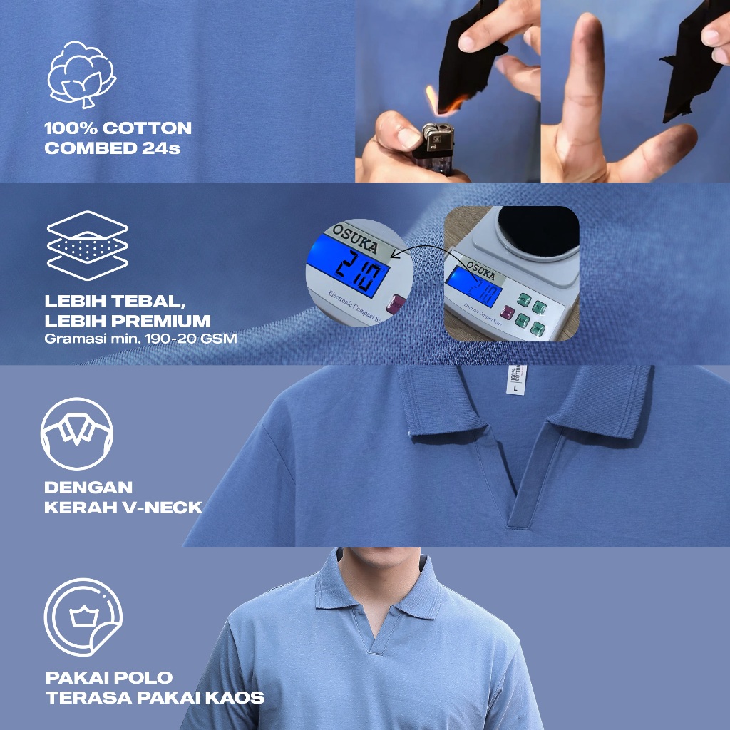 MURAH Old Money Polo Shirt V-Neck Katun Combed 24s 2026