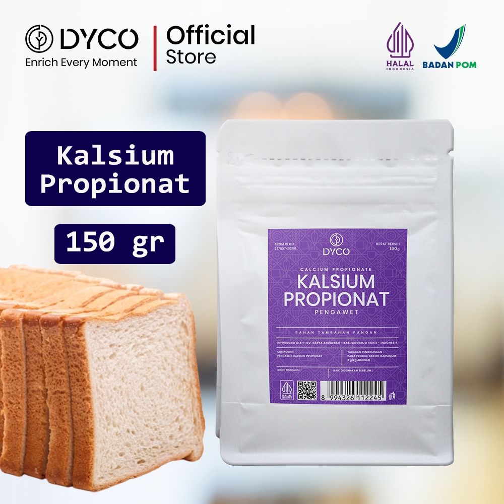 

Kalsium Propionat Pengawet Roti Kue Kering DYCO 150 gr